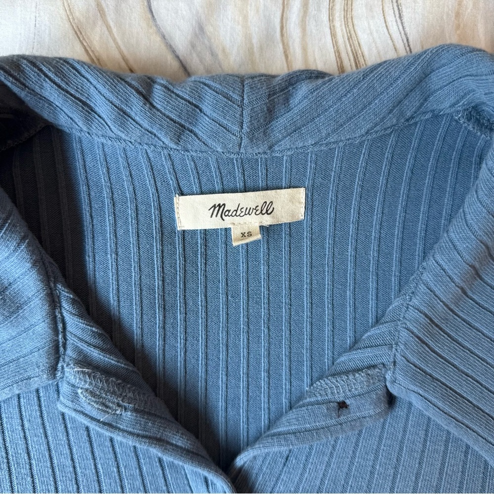 Madewell Blue Ribbed Polo - Picture 4 of 4